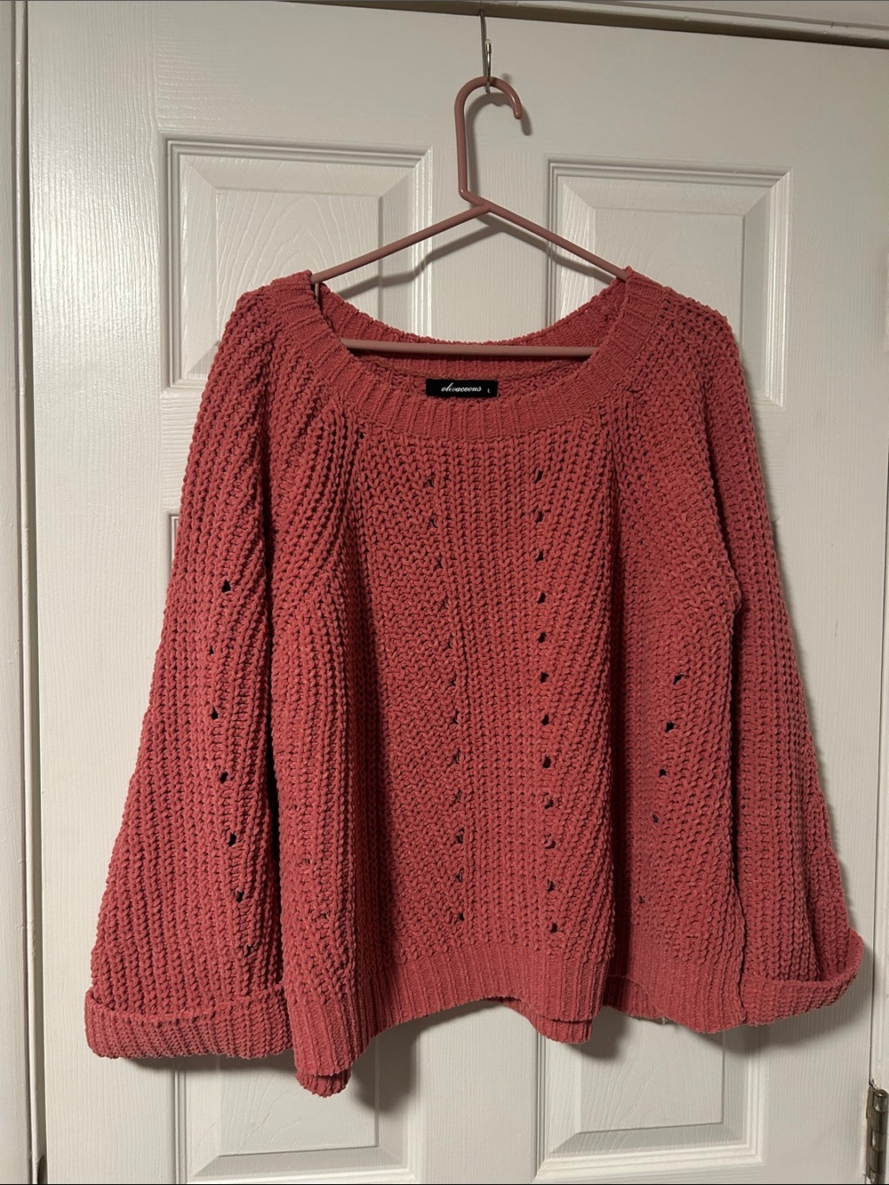 Olivaceous Chunky Scoop Neck Sweater - Rose